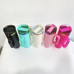Custom LogoBulk Custom Laser Engraved 40oz Tumbler with Lid and Straw Insulated <b>rainbow</b> Plated Coffee <b>Mug</b> - Product Image 2
