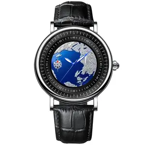 Automatic Watches Men Luxury Brand Automatic 3D Earth Dial Luminous The Blue Planet Blue Watch Automatic