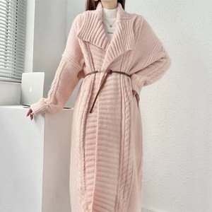 Manteau Long Élégant Femme Tricot Épais de Haute Qualité <span class=keywords><strong>Cardigan</strong></span> Col Revers Motif Uni Style Décontracté Vêtement d'Hiver - Product Image 5
