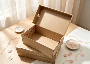 Integrated Flip-top Eco-Friendly <b>Recyclable</b> Portable Shoe <b>Box</b> Made Corrugated Kraft Paper Self-locking Closure No Adhesive - Product Image 4