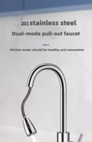 Robinet de Cuisine en Acier Inoxydable, À Douchette Extractible pour Eau Froide et Chaude