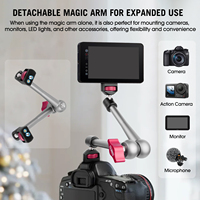 Bras magique rotatif à 360° avec base à ventouse de 4,5 pouces, support pour appareil photo reflex numérique/smartphone/voiture, aluminium, charge de 10 kg, flexible, étanche, vlog