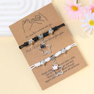 Rinhoo, 2 uds., pulseras para parejas, buena <span class=keywords><strong>suerte</strong></span>, trébol <span class=keywords><strong>de</strong></span> cuatro <span class=keywords><strong>hojas</strong></span> <span class=keywords><strong>de</strong></span> estrellas, pulseras con dijes <span class=keywords><strong>de</strong></span> trébol <span class=keywords><strong>de</strong></span> la fortuna, pulseras para hombres y mujeres, joyería <span class=keywords><strong>de</strong></span> la amistad - Product Image 3