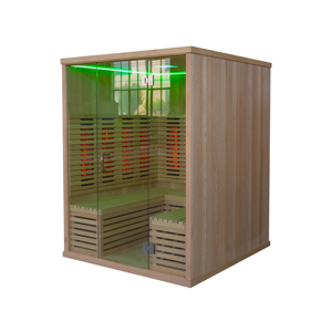 مجموعة ساونا داخلية بالأشعة تحت الحمراء البعيدة للفنادق، مصنوعة من الخشب الصلب الأوروبي، مع لوحة تحكم بالكمبيوتر، غرفة ساونا من خشب الهيملوك/الخشب الأحمر. - Product Image 5
