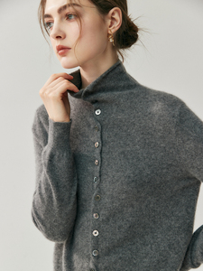 ענן רך מרגיש cashmere התגלגל סוף קרדיגן עצלן מרגיש דו-כיווני סרוג צוואר גבוה - Product Image 6