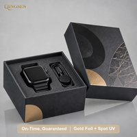 Boîte rigide de luxe personnalisée pour montre connectée, coffret cadeau deux pièces avec couvercle et base, gaufrage à chaud or pour l'électronique grand public