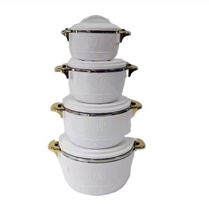Juego de 4 Cazuelas Térmicas <span class=keywords><strong>con</strong></span> Acabado Brillante, 1L, 2.5L, 4.5L, 6.5L, Recipientes para Mantener la Comida Caliente, <span class=keywords><strong>con</strong></span> Patrón de Hojas en Relieve - Product Image 1