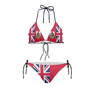 Trajes de baño clásicos de diseñador con bandera de Inglaterra, traje de baño de Fitness con logotipo personalizado a granel, Bikinis sexis de doble forro personalizados, traje de baño para mujer
