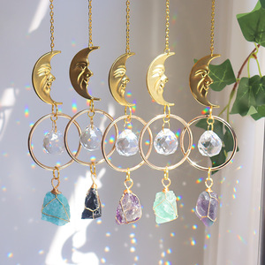 Attrape-soleil de luxe en cristal en forme de lune, créateur <span class=keywords><strong>d</strong></span>'arc-en-ciel, ornement suspendu, prisme en pierre naturelle brute, carillon éolien, <span class=keywords><strong>d</strong></span>écoration de fenêtre bohème - Product Image 2