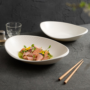 Plato Triangular de Alta Gama para Sopa, Texturizado, de Cerámica, para Servir en Restaurantes, Hoteles y Banquetes, Creativo, de Porcelana Blanca, Profundo - Product Image 1
