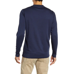 Wellone a buon mercato alla rinfusa in bianco semplice serigrafia personalizzata 100% in cotone pettinato maglietta a maniche lunghe da uomo blu scuro - Product Image 4