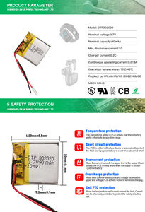 Batteria agli Ioni di Litio <span class=keywords><strong>3</strong></span>.7V 90mAh per Localizzatori GPS per Animali Domestici, Batteria LiPo Flessibile con PCB - Product Image 6