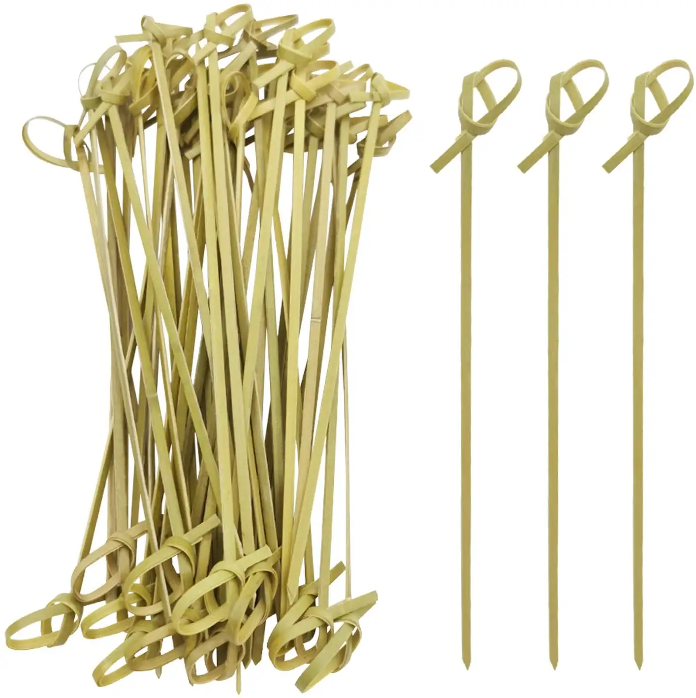 Party Toothpicks 100 PCS Wooden Bamboo Cocktail Picks with Looped Knot for Appetizers Cocktail Drinks