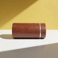 Tube en papier vide de 100 ml pour parfum, boîte cadeau, emballage rond pour cosmétiques et soins de la peau, boîte à parfum cylindrique en cuir noir de luxe de 30 ml