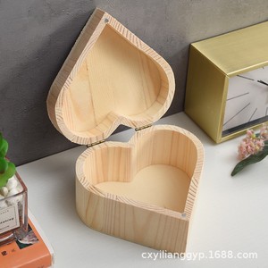 Wooden Heart Shaped Jewelry <b>Box</b> <b>Pine</b> Wood Handmade Flip Top For Necklace Bracelet Storage 1cm Thickness YL 139 - Product Image 5