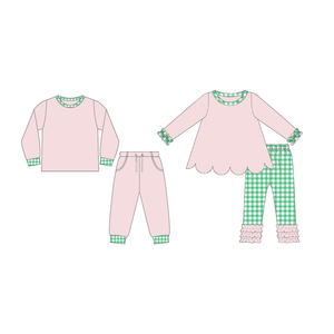 Tùy Chỉnh Bé Giáng Sinh Quần Áo Đính Bé Bông Hai Mảnh Phù Hợp Với Plaids Quần Trẻ Mới Biết Đi Bộ Quần Áo - Product Image 3