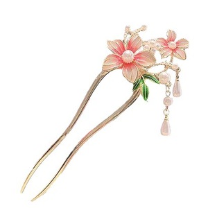 <b>Sweet</b> Chinese Women's Antique <b>Flower</b> Tassel Hairpin & Hair Bun Forks Chopsticks Vintage Hanfu Hair Jewelry - Product Image 6