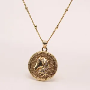 Gargantilla religiosa de Zirconia cúbica, collar con colgante de ojo de <span class=keywords><strong>diablo</strong></span>/elefante/caballo/luna, joyería para mujer, cadena de clavícula chapada en oro de 18 quilates - Product Image 2