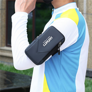 Brassard de sport noir, résistant à l'eau, respirant, unisexe, pour la course à pied, sac de rangement pour téléphone, petite pochette portable pour pièces de monnaie - Product Image 1