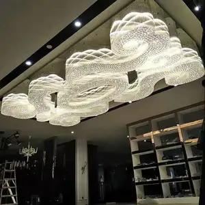 Op Maat Gemaakte Techniek Banketzaal Modern K9 Crystal Plafond Licht Design Vierkante Villa Hotel Lobby Luxe Grote Hanglamp