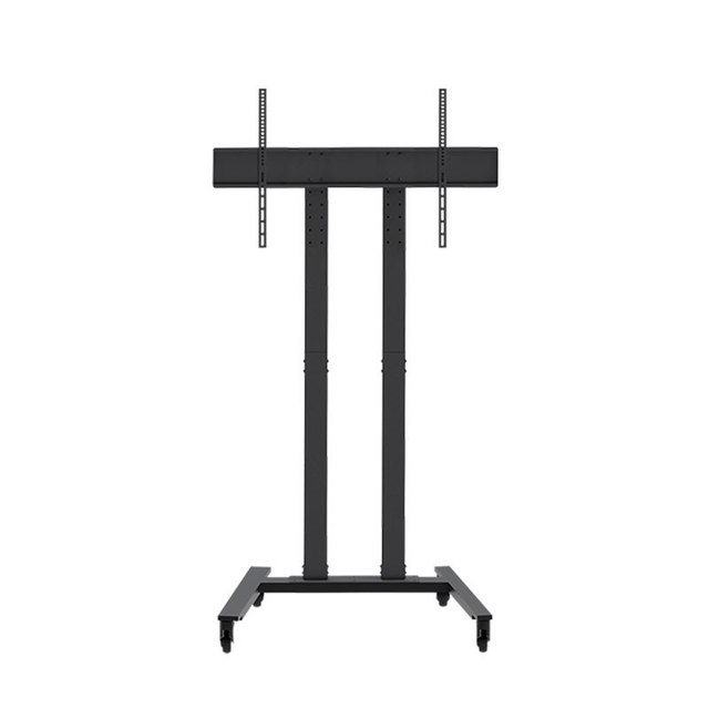 Extra Large 110\" Mobile TV Stand with Power Strip Heavy Duty Steel Portable Office Video Vertical Swivel Design for Public Use