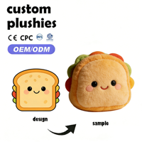 Vente directe d'usine de jouets en peluche jaunes personnalisés de haute qualité, fabriqués avec une technique de broderie, en tissu doux, jouets en peluche personnalisés