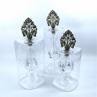 Botella de Perfume de Vidrio Vintage, Hecha a Mano en Fábrica, Botella de Perfume de Vidrio Transparente Artística con Tapones Metálicos
