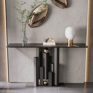 <span class=keywords><strong>Console</strong></span> d'<span class=keywords><strong>entrée</strong></span> de luxe en métal de style moderne, meuble mural étroit, design créatif, pour salon accessible aux personnes à mobilité réduite - Product Image 3