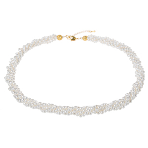 สร้อยคอมุกสีขาวเลี้ยง 4 แถว โซ่บิดเกลียว 18 นิ้ว มุกขนาด 3 มม. - Product Image 4