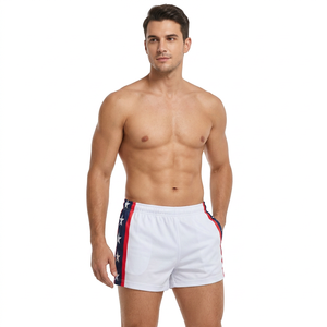 Men's White 100% <b>Polyester</b> <b>Shorts</b> With Red And Navy Blue Flag Pattern Breathable All Seasons sports <b>shorts</b> Men's <b>Shorts</b> - Product Image 2