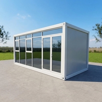 Maison conteneur en verre à vue panoramique, préfabriquée modulaire à assemblage rapide, bureau de jardin portable, studio mobile, cabine, unité de logement