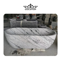 Goldtop Luxury Decor Salle de bain Baignoires autoportantes sculptées à la main Style occidental Baignoire en pierre naturelle Baignoire en marbre blanc