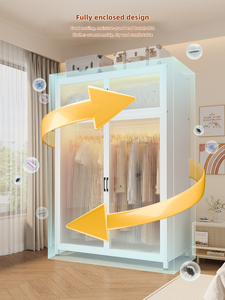 Armario Moderno de Acero Resistente, Independiente, con Puertas de Vidrio y Estantes Ajustables para Dormitorio, Sala de Estar o Uso en Hoteles - Product Image 6