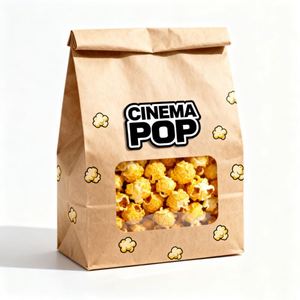 Custom Logo Print Greaseproof Tin Tie Top Bakery Kraft Bread Packaging Paper <b>Bags</b> with Clear Window for Popcorn - Product Image 1