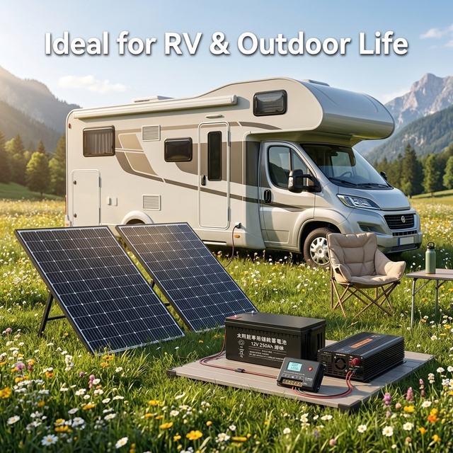 Plug-and-Play 600W Solar Power Kit 250Ah Gel Battery Mobile Solar Panel Set for Outdoor Activities & Travel