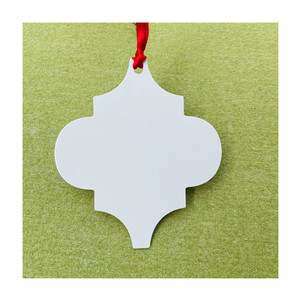 Dalijia-ornamentos de Metal de doble cara, ornamento de Navidad de aluminio blanco, personalizado por sublimación, con cinta roja - Product Image 2