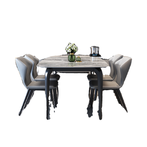 Thanh Lịch Sang Trọng Hiện Đại Bằng Đá Cẩm Thạch Hình Chữ Nhật Bàn Ăn Ghế Đặt 4 6 Chỗ Ngồi Nhà Hàng Phòng Khách Kim Loại Đồ Nội Thất Thiết Kế Mới Nhất - Product Image 6