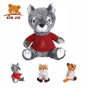 anime for kids custom stuffed dog doll toy plush grey dressed plush puppy custom mascot