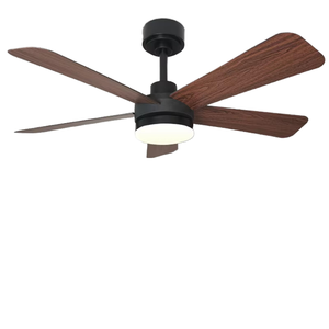 Ventilateur de plafond moderne à 3 pales en bois avec LED, télécommande, moteur DC 220V, noir, montage en suspension, éclairage intérieur pour salon - Product Image 1