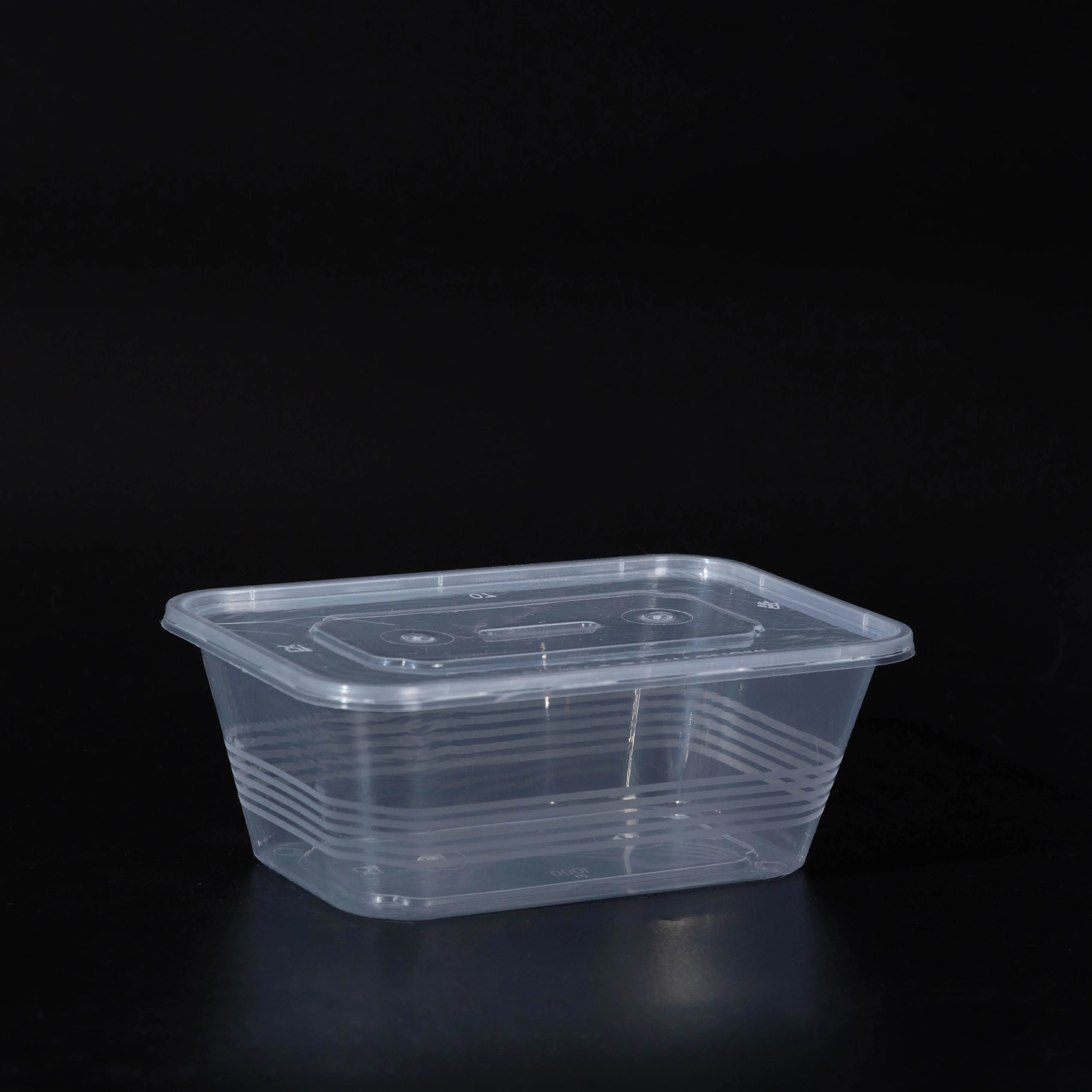 उच्च गुणवत्ता वाले 500/750/1000 मिलीलीटर माइक्रोवेव सुरक्षित प्लास्टिक खाद्य कंटेनर ढक्कन के साथ टेकअवे खाद्य पैकेजिंग बॉक्स