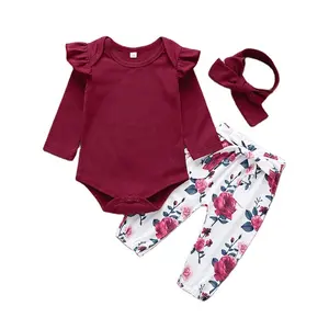 Baby girl set vestiti 3pcs di alta qualità carino designer capretti che coprono gli insiemi vestiti del bambino