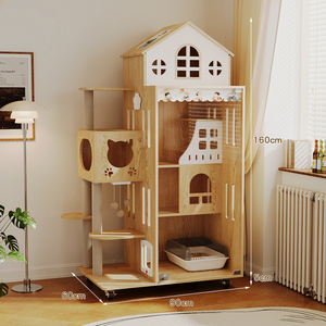 Casetta per Gatti in Legno Personalizzata, Villa per Gatti di Grandi Dimensioni, Torre per Gatti da Interno - Product Image 3