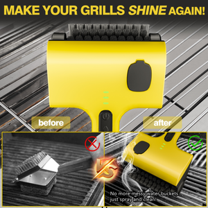 Réservoir d'<span class=keywords><strong>eau</strong></span> de brosse de barbecue électrique IPX7 2in1, bouton de pulvérisation deux têtes de brosse nettoyage efficace des grilles de barbecue - Product Image 4