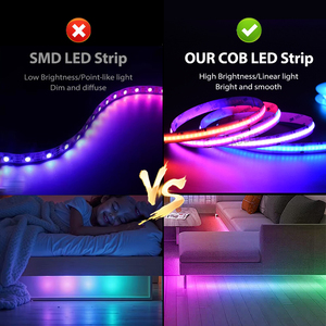 UL Listed 630Chips 12mm Smart Rgbic <strong>strip</strong> Light DC24V 11W Voice Control 100mm Cut Addressable Pixel Sequence Cob Rgbic <strong>led</strong> <strong>strip</strong>