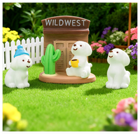 Vente en gros de figurines de dessins animés mini jouets pour enfants sculpture d'animaux art résine sable été chien endormi livre de lecture planche de surf chaise à bière