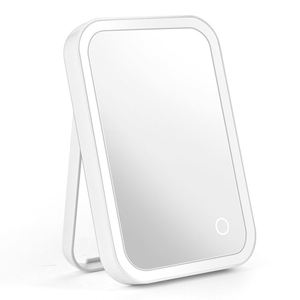 CFキックスタンド付き3色調光化粧鏡、携帯用バニティミラー、タッチスクリーンLEDライト付きメイクアップミラー - Product Image 1