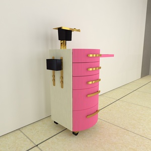 Meubles de salon de coiffure modernes de luxe en bois, matériau MDF, chariot de travail mobile, durable, facile à déplacer, chariot de salon - Product Image 5