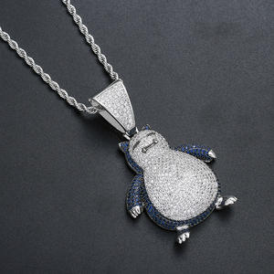 China Factory 2 Styles Videospiel POKE Snorlax Luxus Halskette Personal isierte Metall legierung Diamant Anhänger Männer Kette Halskette Frauen - Product Image 4