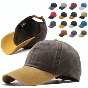 Gorra de Béisbol de Algodón Lavado de Dos Tonos Personalizada al por Mayor, Gorra de Béisbol Suave de 6 Paneles Sin Estructura para Hombre - Product Image 2