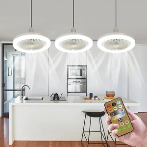 Ventilateur de plafond intelligent 3-en-1 de style moderne en ABS avec télécommande, éclairage à intensité variable, base de conversion E27, 85-265V pour chambre et salon - Product Image 2